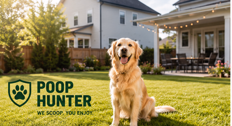 Raleigh Pooper Scooper 2 Dog sitting in a clean backyard representing Poop Hunter residential yard service in Raleigh